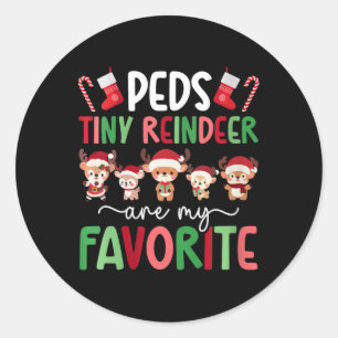 Vrouwen Peds Tiny Rendier Christmas Peds Nurse XMA Ronde Sticker