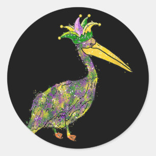 Vrouwen Pelican Beads Mardi Gras Festival New Orle Ronde Sticker