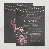 Vrouwen Pensioen Diner Party Roze Bloemen Kaart (Voorkant / Achterkant)