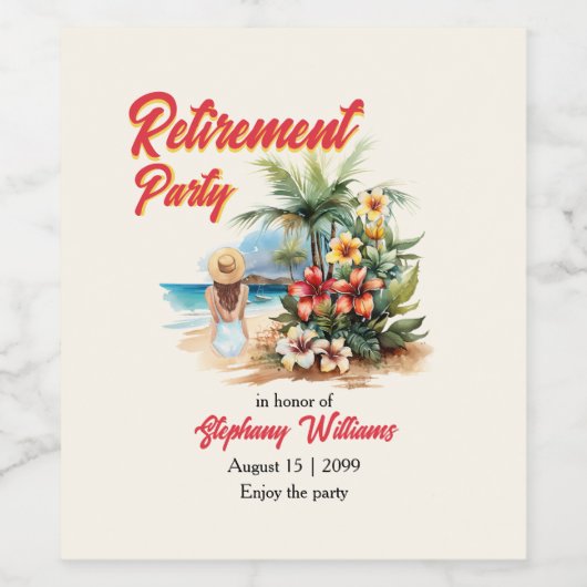 Vrouwen Pensioen Party Strand Aloha Vrouw Wijn Etiket (Enkel label)