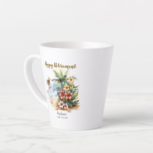 Vrouwen Pensioen Strand Aloha Bloemen Party Latte Mok (Linkerhoek)