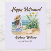 Vrouwen Pensioen Strand Thema Elegante Vrouw Wijn Etiket (Enkel label)