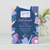 Vrouwen Pensioenpartij Hobbies Navy Kaart (Staand voorkant)