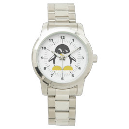 Vrouwen Pinguïn Oversized Zilveren Armband Horloge