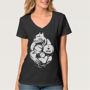 Vrouwen Pit Bull Dog Tattoo Ik hou van mama T-shirt