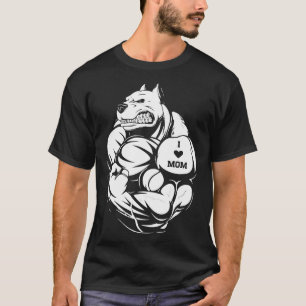 Vrouwen Pit Bull Dog Tattoo Ik hou van mama T-shirt