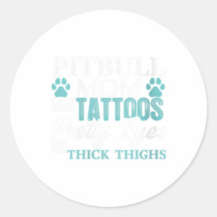 Vrouwen Pitbull Mom Tattoos Hondenliefhebber Grapp Ronde Sticker