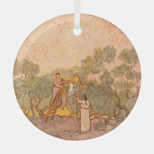 Vrouwen plukken olijven van Gogh: Glas Ornament