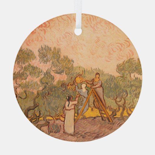 Vrouwen plukken olijven van Gogh: Glas Ornament (Achterkant)