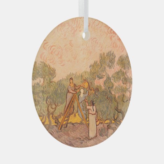 Vrouwen plukken olijven van Gogh: Glas Ornament (Voorkant Rechts)