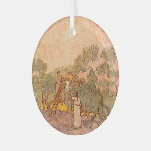 Vrouwen plukken olijven van Gogh: Glas Ornament (Voorkant links)