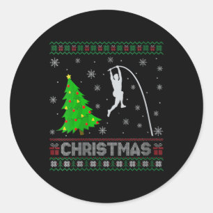 Vrouwen Pole Vault kerstboom Lighting Ugly Christm Ronde Sticker