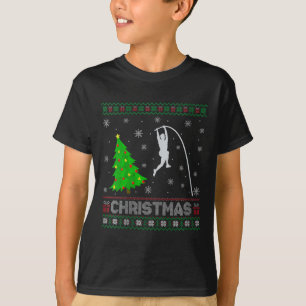 Vrouwen Pole Vault kerstboom Lighting Ugly Christm T-shirt