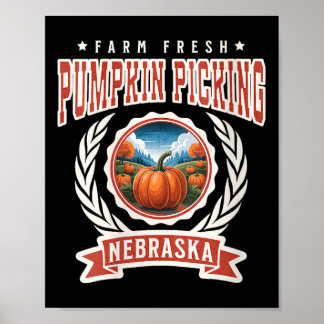 Vrouwen Pompoen Plukken Nebraska Familie Herfst Poster