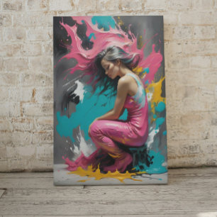 Vrouwen portret in spatkleuren canvas afdruk