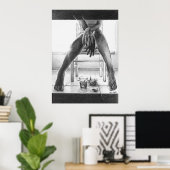 Vrouwen poten, glas en roos potloodtrekkunst poster (Thuiskantoor)