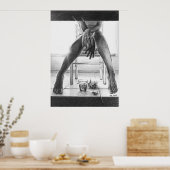 Vrouwen poten, glas en roos potloodtrekkunst poster (Keuken)