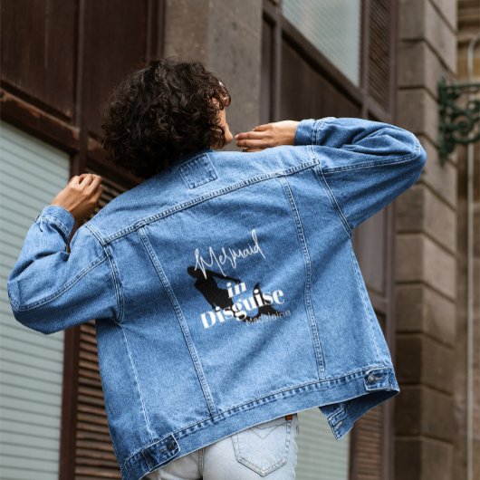 Vrouwen Quote Zeemeermin Silhouet Denim Jacket