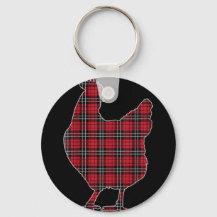 Vrouwen Red Buffalo Plaid Chicken Matching Family  Sleutelhanger