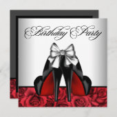 Vrouwen Red Rose Verjaardagsfeest Kaart (Voorkant / Achterkant)