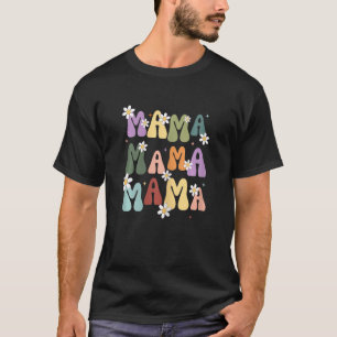 Vrouwen Retro Mama Graphic Hippie Stijl Met Bloem T-shirt