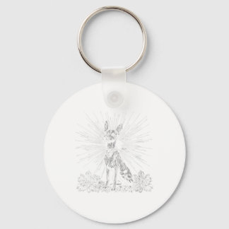 Vrouwen Retro Tattoo Style Xoloitzcuintli Hondenli Sleutelhanger