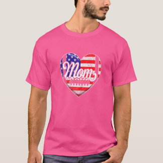 Vrouwen Retro USA Flag Hart Football Moeder's T-shirt