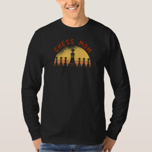 Vrouwen Retro Zonsondergang Schaakstuk Schaak Moe T-shirt
