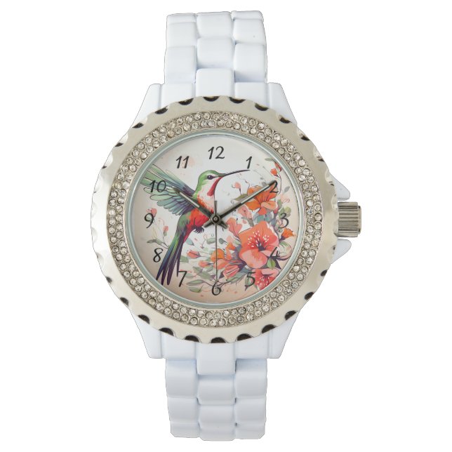 Vrouwen Rhinestone kolibrie Horloge (Voorkant)