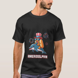Vrouwen Rijden Dolfijn Vuurwerk AMERIDOLPHIN Indep T-shirt