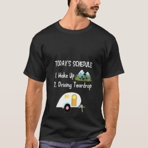 Vrouwen rijden met trapeziertrailer kamperend klei t-shirt