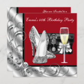 Vrouwen rode verjaardag partij kaart (Voorkant / Achterkant)