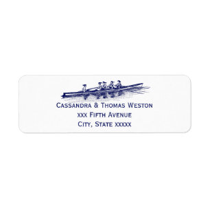 Vrouwen Roeien Roeiers Ploeg Team Watersport Blauw Etiket