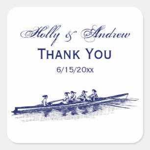 Vrouwen Roeien Roeiers Ploeg Team Watersport Blauw Vierkante Sticker
