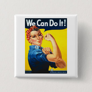 Vrouwen Rosy de Riveter T Shirt - we kunnen het do Vierkante Button 5,1 Cm