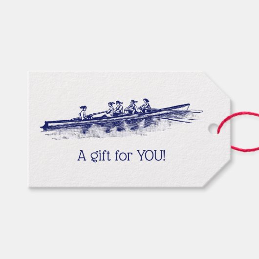 Vrouwen Rowers-team watersport blauw Cadeaulabel (Voorkant (Horizontaal))