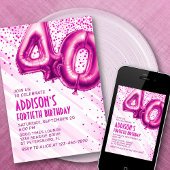 Vrouwen Roze 40ste verjaardag Uitnodiging