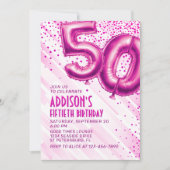 Vrouwen Roze 50ste verjaardag uitnodiging (Voorkant)