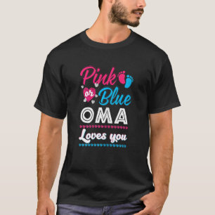 Vrouwen Roze of Blauw Oma Loves You Geslacht Onthu T-shirt