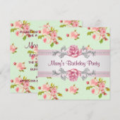 Vrouwen Roze Rose Verjaardagsfeest Kaart (Voorkant / Achterkant)