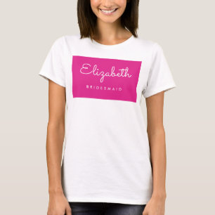 Vrouwen Roze Wit Bachelorette Bruidsmeisje Elegant T-shirt