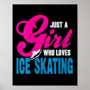 Vrouwen schaatsen meisje die glijdt met gratie en poster