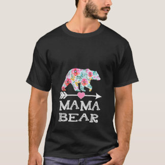 Vrouwen Schattige Mama Beer Bloemen Moederdag Fami T-shirt