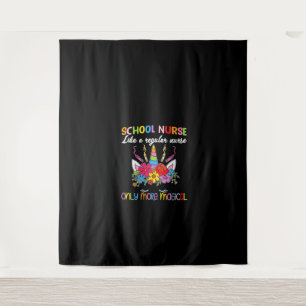 Vrouwen Schoolverpleegster Unicorn Magisch Terug n Wandkleed