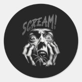 Vrouwen schreeuwen gruwelijk gezicht Sder terreur Ronde Sticker (Voorkant)