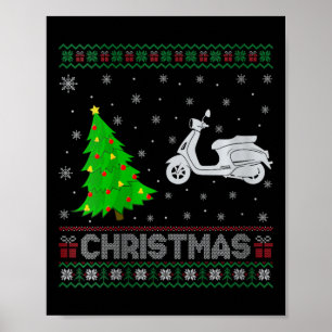 Vrouwen Scooters Kerstboom Lighting Ugly Christmas Poster