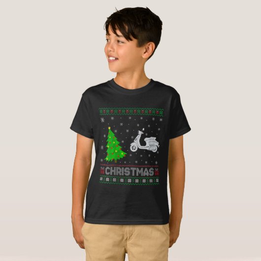 Vrouwen Scooters Kerstboom Lighting Ugly Christmas T-shirt (Voorkant volledig)