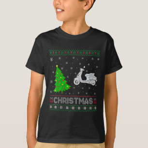 Vrouwen Scooters Kerstboom Lighting Ugly Christmas T-shirt