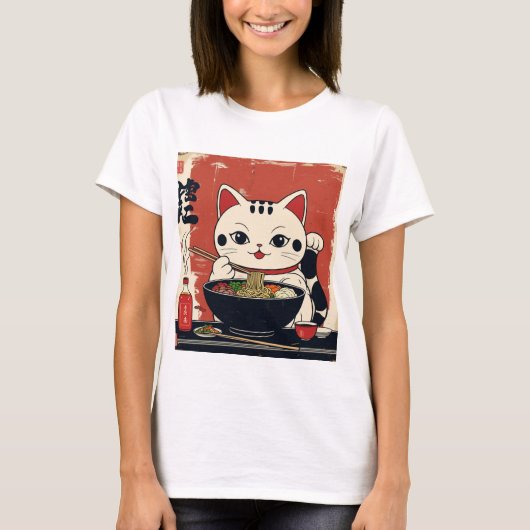 Vrouwen Shirt maneki neko cat (Voorkant)