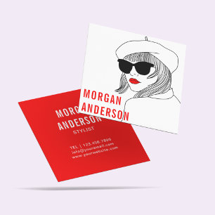Vrouwen Silhouet Rood & Wit vrouwelijke Mode Vierkante Visitekaartje